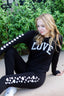 SCATTERED COLLEGIC HEARTS LIGHTWEIGHT FLEECE BLACK SWEAT PANT (JOGGER)