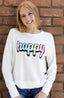 HAPPY RAINBOW LIGHTWEIGHT BRUSHED FLEECE TOP (White)