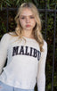 MALIBU COLLEGIC LIGHTWEIGHT HACCI RIBBED SWEATER TOP (ASH GREY)