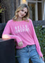 HELLO SUNSHINE LIGHTWEIGHT BRUSHED FLEECE TOP (Pink)