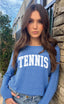 TENNIS COLLEGIC LIGHTWEIGHT BRUSHED FLEECE PULLOVER TOP (Blue)