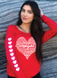 IMAGINE (WITH LYRICS) L/S TEE with a HEARTS GRAPHIC on ARM. (Red)
