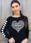 IMAGINE (WITH LYRICS) L/S TEE with a HEARTS GRAPHIC on ARM. (Black)