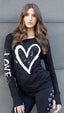 HEART SPLATTER FLEECE PULLOVER SWEATSHIRT (Black)