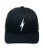 LIGHTNING BOLT EMBROIDERED TRUCKER HAT (Black)