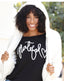 GRATEFUL HEART L/S TEE with HEARTS on Arm. (Black)