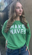 MAKE WAVES LIGHTWEIGHT BRUSHED FLEECE PULLOVER TOP (Green)