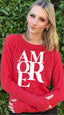 AMORE LIGHTWEIGHT BRUSHED FLEECE TOP (Red)