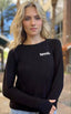 EMBROIDERED TENNIS. LIGHTWEIGHT FLEECE SWEATSHIRT (Black)