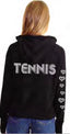 TENNIS RETRO LIGHTWEIGHT FLEECE ZIP HOODIE with OPEN HEARTS on Arm (Black)