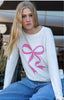 BOW LIGHTWEIGHT BRUSHED FLEECE PULLOVER TOP (White)