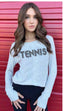TENNIS RETRO LIGHTWEIGHT HACCI RIBBED SWEATER TOP (ASH GREY)