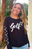 GOLF CURSIVE LIGHTWEIGHT HACCI RIBBED SWEATER TOP (Black)