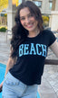 BEACH COLLEGIC S/S CREW NECK TEE. (Black)