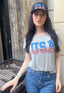 USA AMERICANA S/S CREW NECK TEE. (Grey)