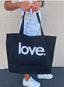 LOVE. EMBROIRDERED CANVAS TOTE (Black)