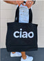 CIAO EMBROIRDERED BLACK CANVAS TOTE