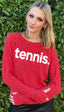 TENNIS. LIGHTWEIGHT BRUSHED FLEECE PULLOVER TOP (Red)