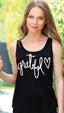 GRATEFUL HEART TANK with SCATTERED HEARTS GRAPHIC on Back (Black)