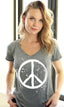 SPLATTERED PEACE SIGN S/S V NECK (Charcoal)
