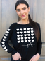 GOLF 5 ROW HEARTS L/S TEE with HEARTS on Arm (Black)