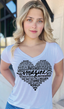 MAGINE (WITH LYRICS) S/S V NECK TEE with a 3 HEARTS GRAPHIC on BACK. (White)