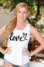 LOVE CURSIVE TANK WITH SCATTERED HEARTS ON BACK (WHITE)