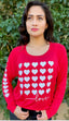 5 ROW HEARTS L/S TEE (Red)