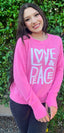 LOVE & PEACE LIGHTWEIGHT BRUSHED FLEECE PULLOVER TOP (Pink)