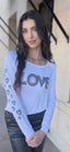 LOVE RETRO L/S TEE with RETRO HEARTS on Arm (White)