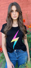 LIGHTNING BOLT S/S CREW NECK. (Black)