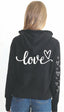 LOVE CURSIVE LIGHTWEIGHT FLEECE ZIP HOODIE (Black)