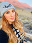 LOVE CURSIVE EMBROIDERED CUFFED KNIT BEANIE (Grey)