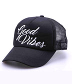 GOOD VIBES EMBROIDERED TRUCKER HAT