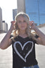 HEART SPLATTER S/S V NECK (Black)