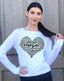 IMAGINE (WITH LYRICS) L/S TEE with a HEARTS GRAPHIC on ARM  (Winter White)