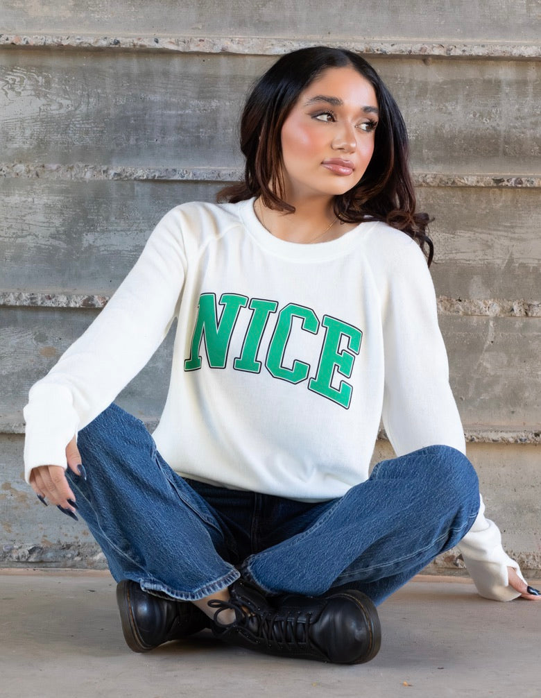 NICE LIGHTWEIGHT BRUSHED FLEECE PULLOVER TOP (White)
