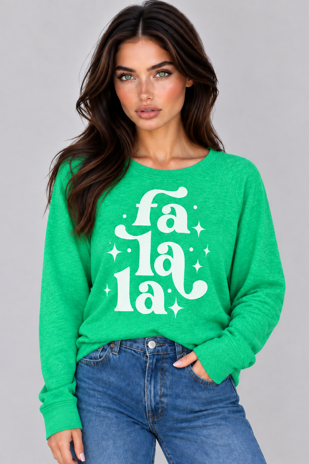 FA LA LA LIGHTWEIGHT BRUSHED FLEECE PULLOVER TOP (Green) Main image