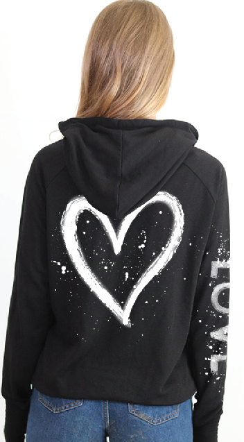 HEART SPLATTER LIGHTWEIGHT FLEECE ZIP HOODIE Main image