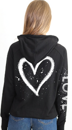 HEART SPLATTER LIGHTWEIGHT FLEECE ZIP HOODIE