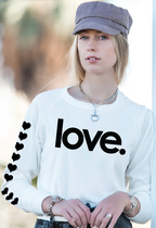 LOVE. LIGHTWEIGHT FLEECE PULLOVER SWEATSHIRT (Winter White)