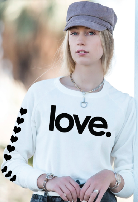 LOVE. LIGHTWEIGHT FLEECE PULLOVER SWEATSHIRT (Winter White)