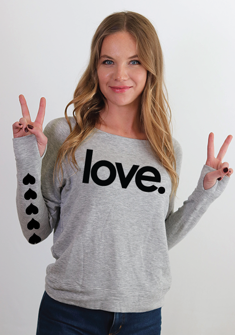 LOVE. LIGHTWEIGHT FLEECE PULLOVER SWEATSHIRT (Grey)