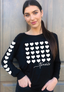 TENNIS FIVE ROW HEARTS L/S TEE with HEARTS on Arm (Black)