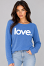LOVE. LIGHTWEIGHT BRUSHED FLEECE PULLOVER TOP (Blue)