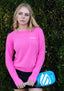 PICKLEBALL. EMBROIRDERED LIGHTWEIGHT BRUSHED FLEECE PULLOVER TOP (Pink)