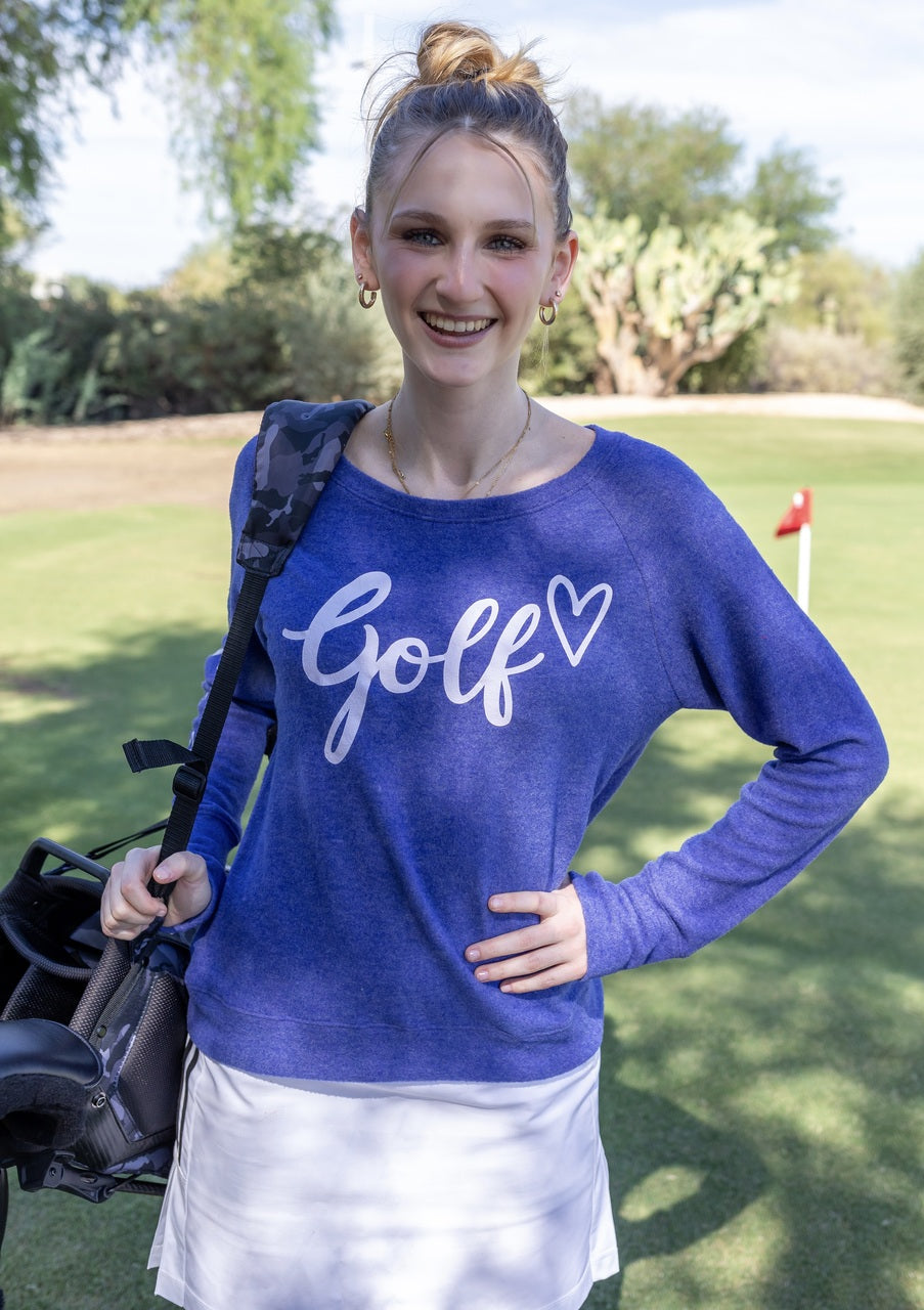 GOLF CURSIVE LIGHTWEIGHT BRUSHED FLEECE PULLOVER TOP (Navy) Main image