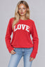 LOVE COLLEGIC OUTLINE LIGHTWEIGHT BRUSHED FLEECE PULLOVER TOP (Red)