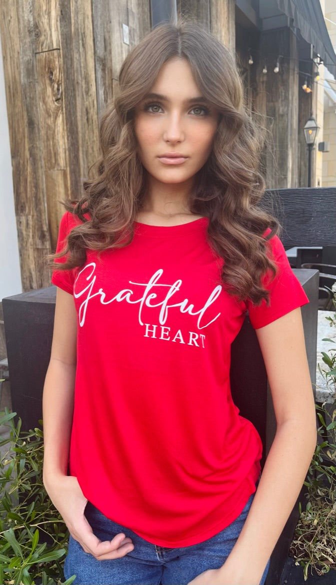 GRATEFUL HEART S/S CREW NECK (Red)