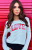 LOVE COLLEGIC TIE DYE LIGHTWEIGHT HACCI RIBBED SWEATER TOP (Grey)